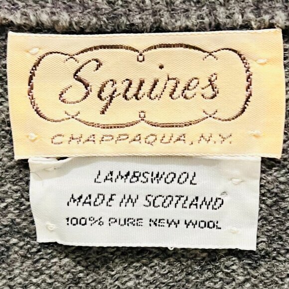 Vintage Men's Size Large Gray Lambswool Wool Angora Argyle V-Neck Pullover - Picture 3 of 3